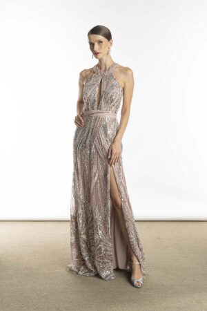 Vestido de Festa Bordado Pedraria Nathy Thompson